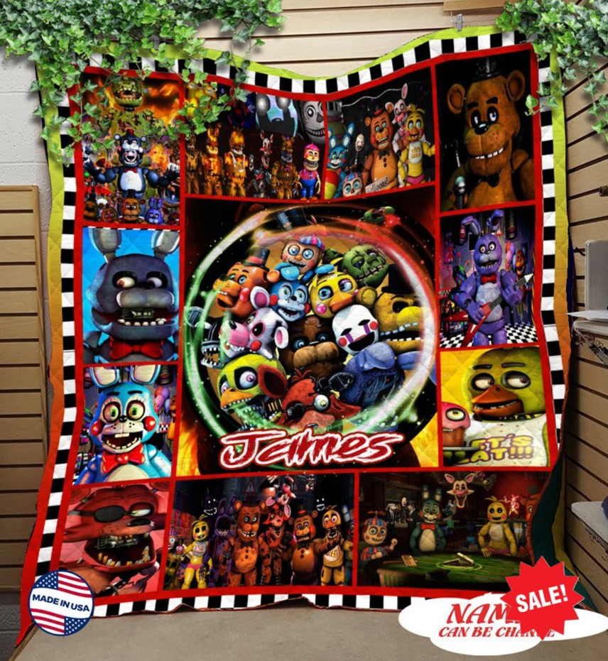 Personalized Five Nights At Freddys Quilt Blanket Five Nights At Freddys Fleece Blanket Gamer Blanket Custom Kids Blanket